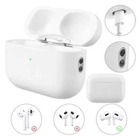 Funda de carga inalámbrica para Airpods Pro 1 y 2, Base de caja de carga de repuesto, puerto iOS/tipo C de 450mAh con botón de emparejamiento Bluetooth