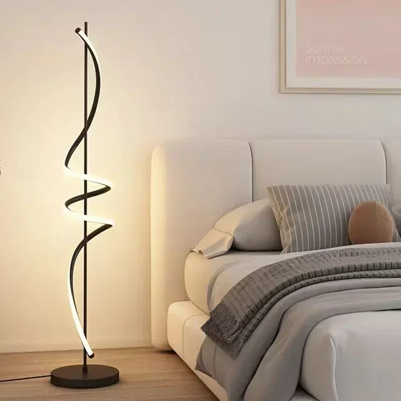 Nordic Rotate Design Aluminum Material Floor Lamps Dimmable for Living Dining Room Bedroom Sofa Simple Stair Home Decor Fixture