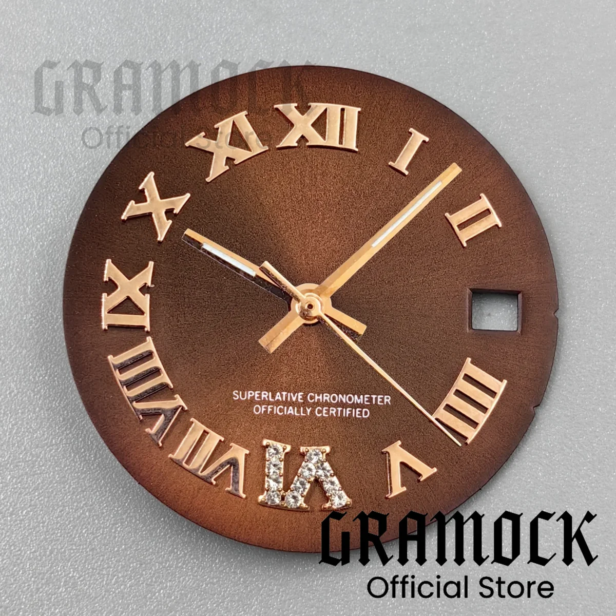 GRAMOCK 25 مللي متر ساعة رومانية بنية الطلب الأيدي Sunberst الماس الهاتفي ل NH15 التلقائي سيدة 31 مللي متر ساعة اليد تعديل الملحقات