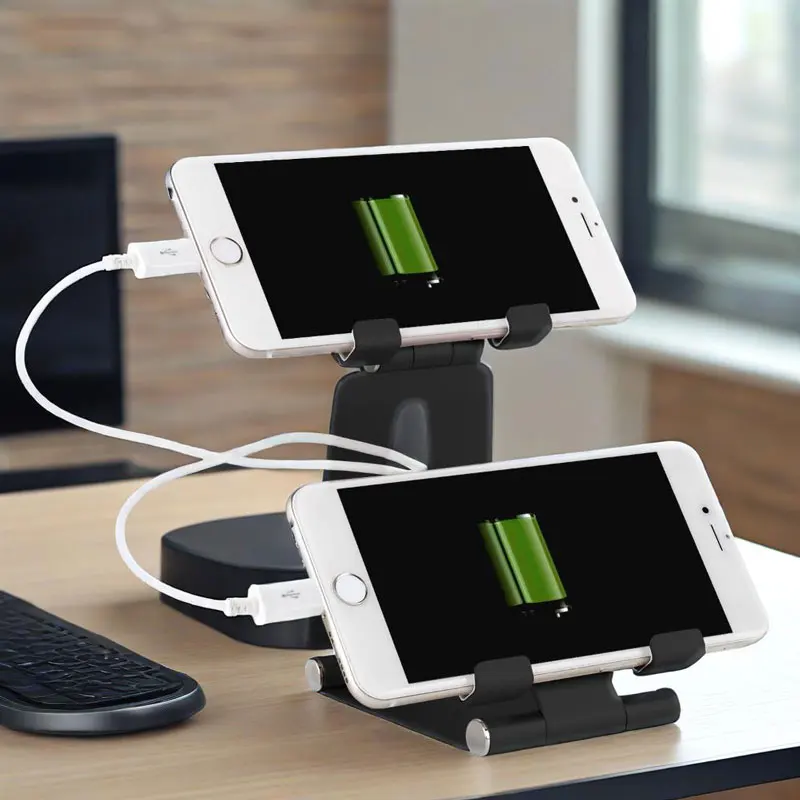 2025 Hot Sale Desktop Mobile Phone Holder Aluminum Alloy Double Folding Universal Mobile Phone Dual Position Lazy Holder