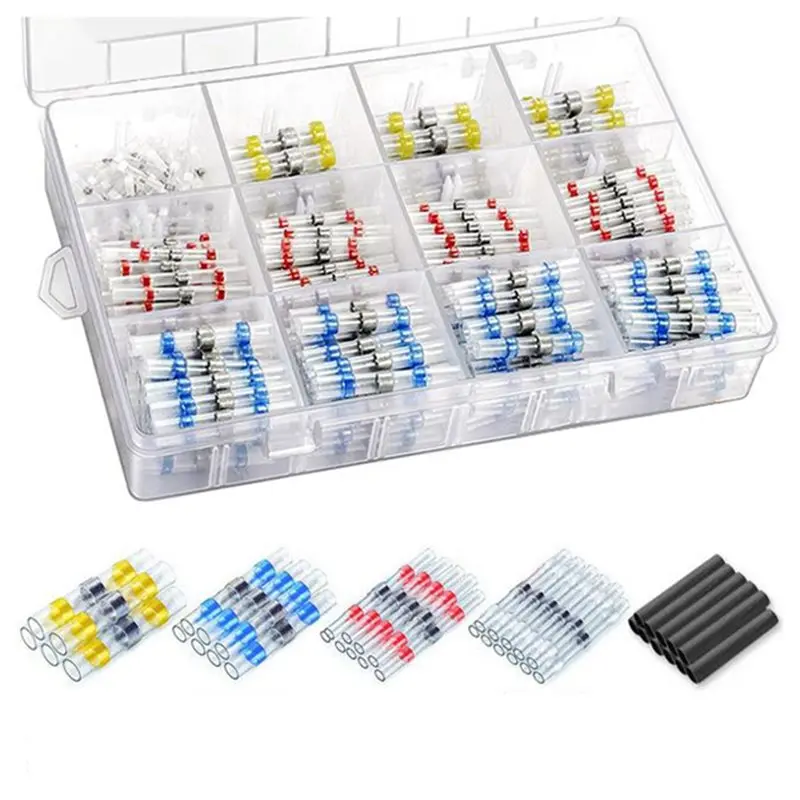 ABKY-Solder Seal Wire Connectors Kit 400PCS Heat Shrink Solder Butt Splice White 30 Yellow 15 Blue 40 Red 40 Black 275