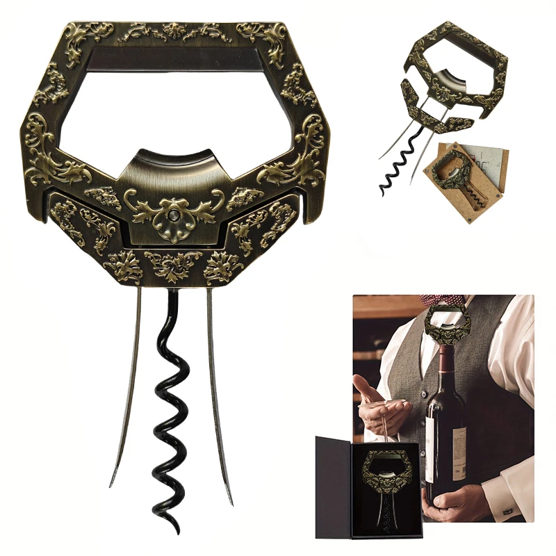 

Открывалка для бутылок вина 3-в-1, старый пробковый съемник для вина, обновленная функция открытия кувшинов для пивных бутылок, подарки для любителей вина, праздничные подарки