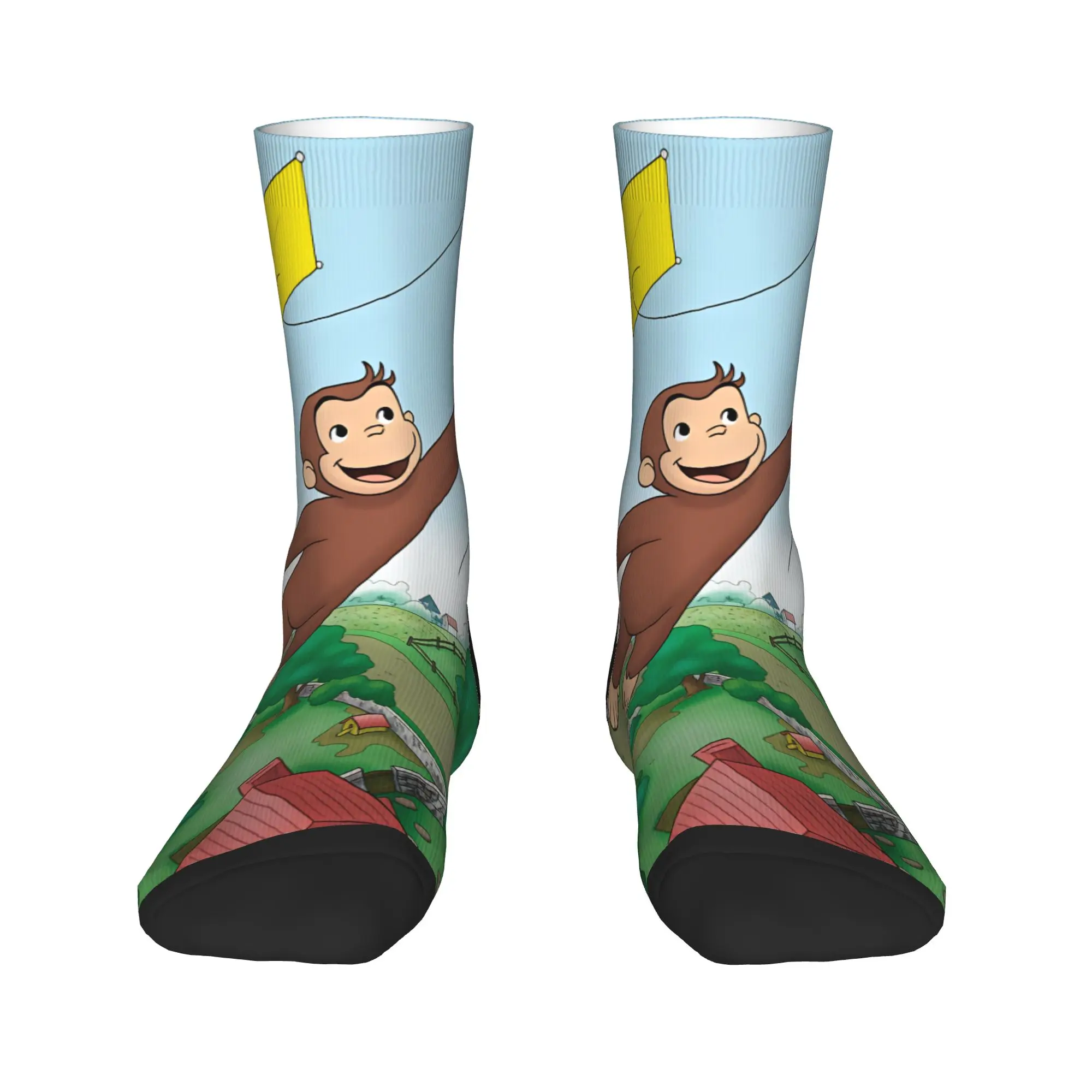 Curious George Monkey Socks  Design Stockings Anti Skid Couple Socks Quality Autumn Vintage Cycling Socks
