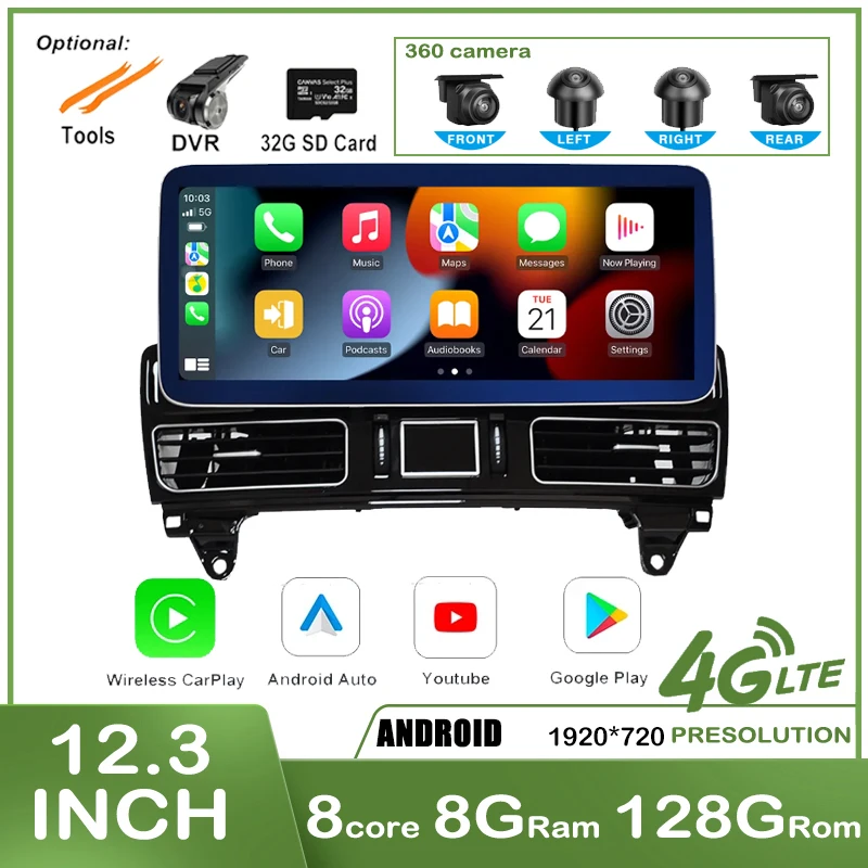 

12.3” Android 14 Car Raido For Mercedes Benz GLML W166 X166 GL350 GL63 2012-2015 Carplay Multimedia Video Player Auto GPS