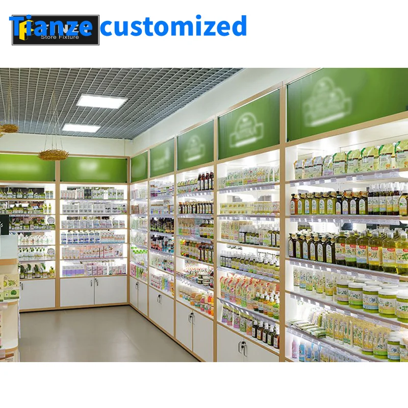 (customized)Cosmetic Display Shelf with Light Cheap Beauty Makeup Store Fixtures Display Cabinet Cosmetic