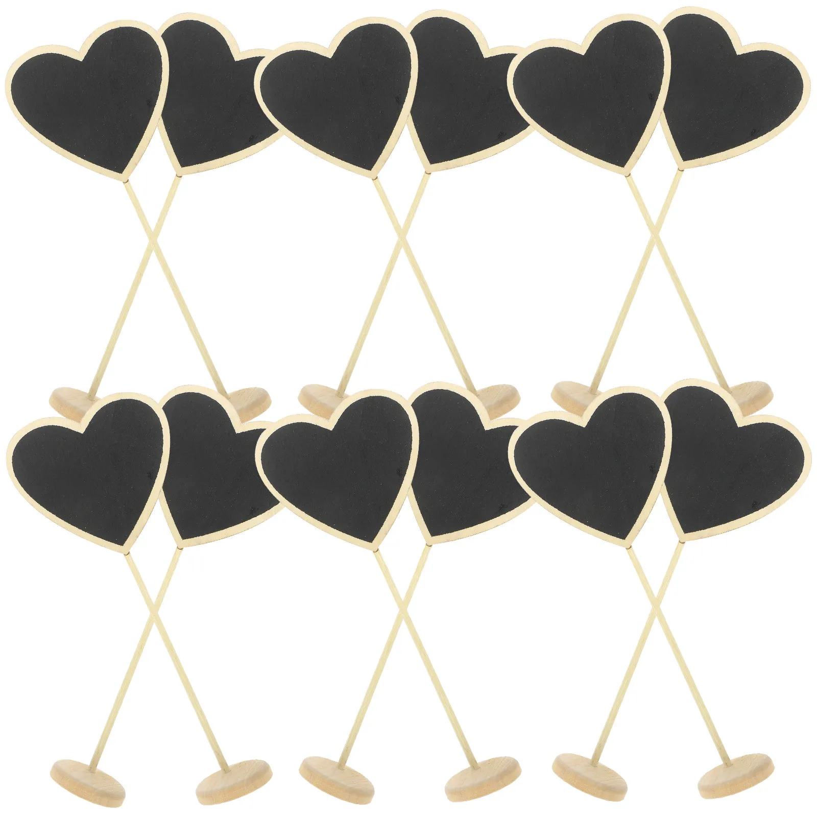 12pcs Mini Wooden Heart Chalkboards – Erasable Small Blackboards for Home, Office, Hotel, Christmas & Party Place Cards