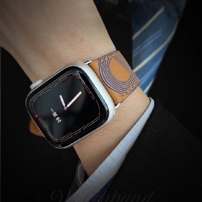 Lemon Handcrafted Apple Strap Leather 8/7/6iwatch ultra 49mm 45mm 44mm 42mm 41 40 38mm Official men's and women's strap