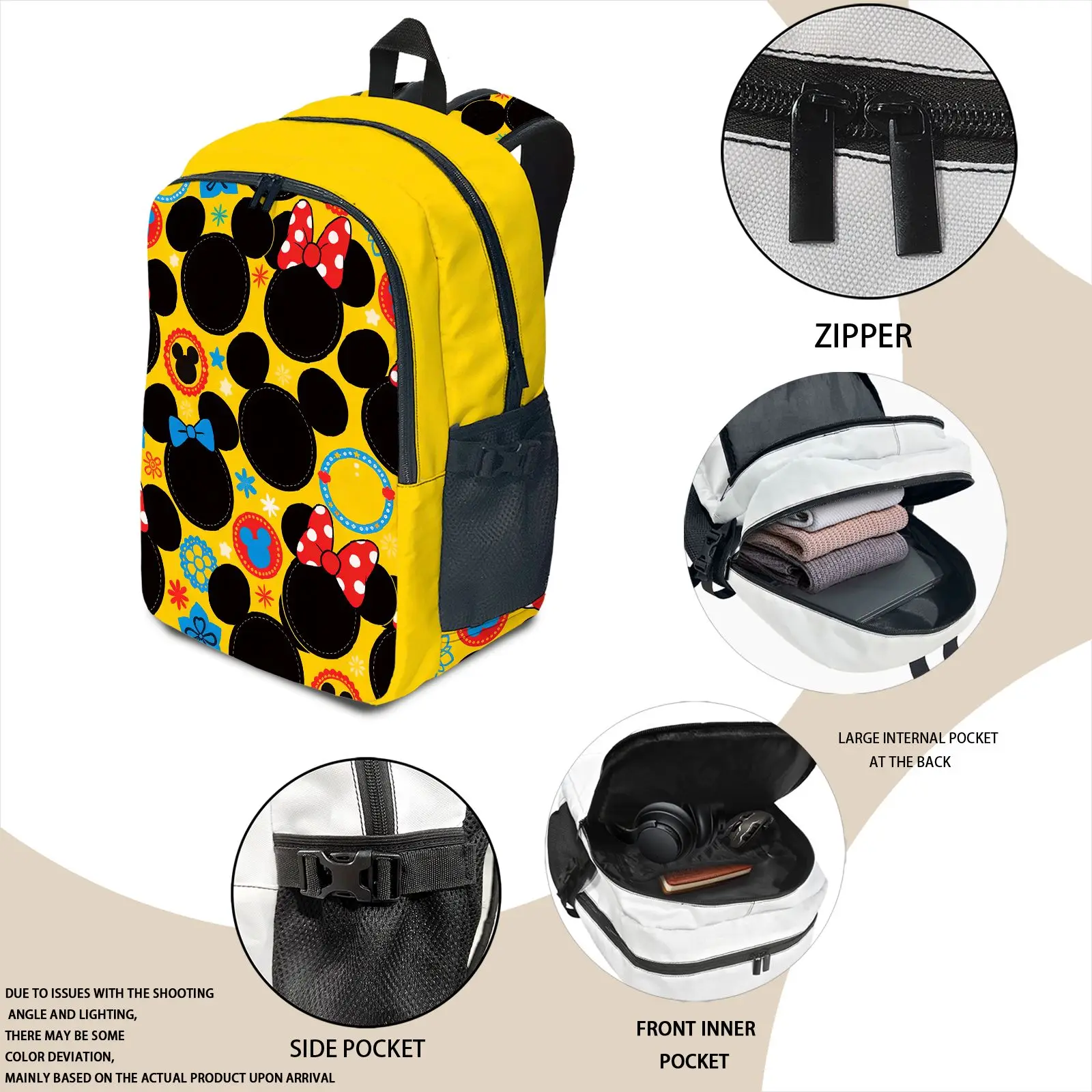 Disney Mickey Laptop Backpack, Fashionable and Simple, Gift-Friendly, Unisex Couple Style, Large Capacity, High-Quality