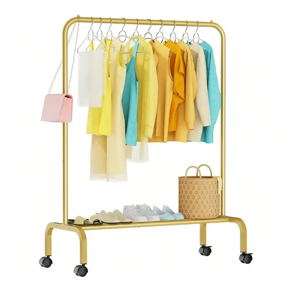 

Rolling Clothing Racks For Hanging Clothes Garment Rack For Clothes To Hang Metal Portable Wardrobe Rack For Coats Jackets Shir