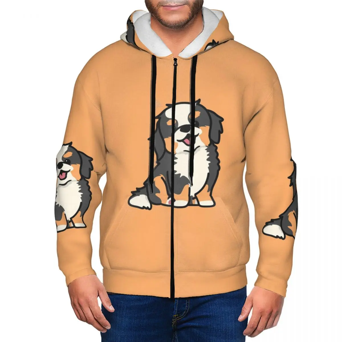 Cute Bernese Mountain Dog Puppy Zipper Hoodie Harajuku Pullover Autumn Winter Men Women Sweatshirts Long Sleeve Tops