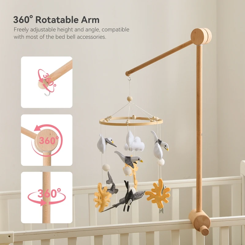 Nuova staffa per campanello in legno per bambini 0-12 mesi Mobile in legno appeso sonaglio porta giocattoli accessori decorativi staffa per braccio regalo per bambini