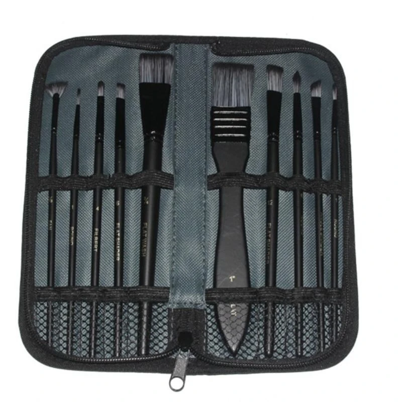 10 قطعة مجموعة فرشاة الطلاء للأكريليك النفط الألوان المائية الغواش اللوحة المائية فرشاة الأكريليك فرشاة مع حقيبة الحمل #6