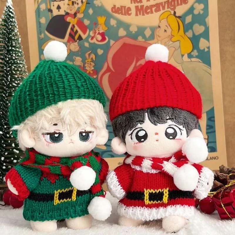 Mini Doll'S Clothes Outfit Accessories For Korea Kpop Exo Labubu Idol 6-7inch Christmas sweater hat scarf set Clothing Gift