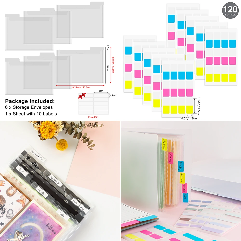 

Пластиковые конверты для хранения с вкладными разделителями/наклейками для этикеток для DIY высечки, коллекция организации хранения штампов