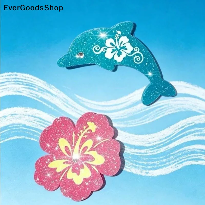 NewDolphin Animal Hair Clip Glitter Blue Dolphin Pink Hibiscus Flower Barrettes With Tropical Design Hair Clips Jewelry