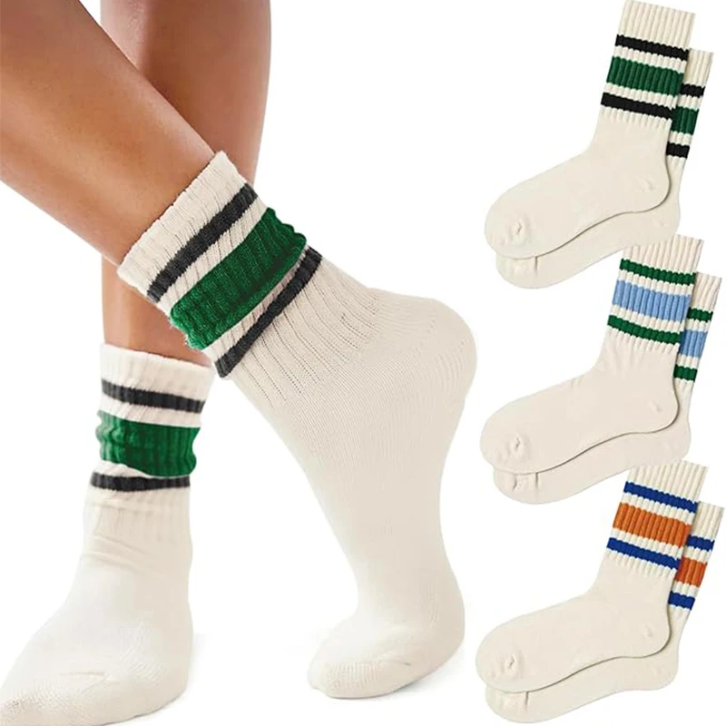 Lässige Damensocken, Damen-Wadensocken, Damen-Slouch-Socken, Damen-Baumwollsocken, Radsocken, Sportsocken – Detail 3