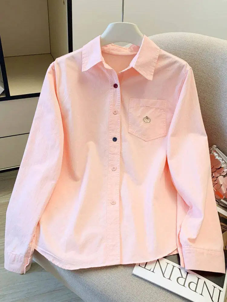 

Elegant Style Women's Long Sleeve Shirt Casual Loose Korean Version Embroidered Collar Outerwear Spring Fashion 2026