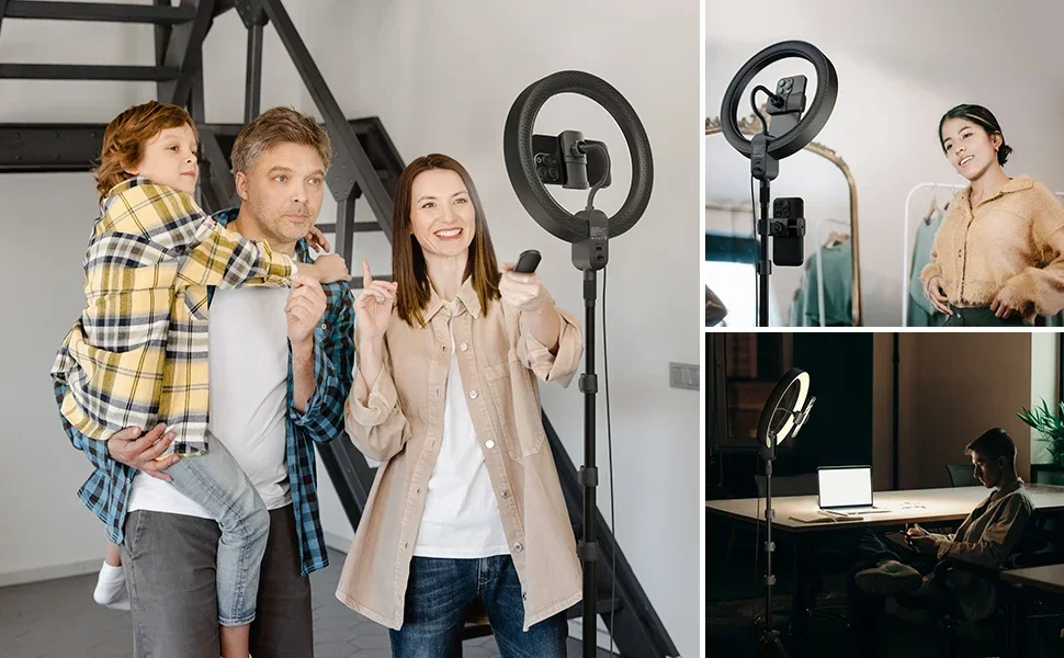 حار مبيعات بلوتوث التحكم Led Selfie مصباح مصمم على شكل حلقة مع حامل ثلاثي القوائم قابل للتعديل معدات البث المباشر الطابق الخفيفة ل #5