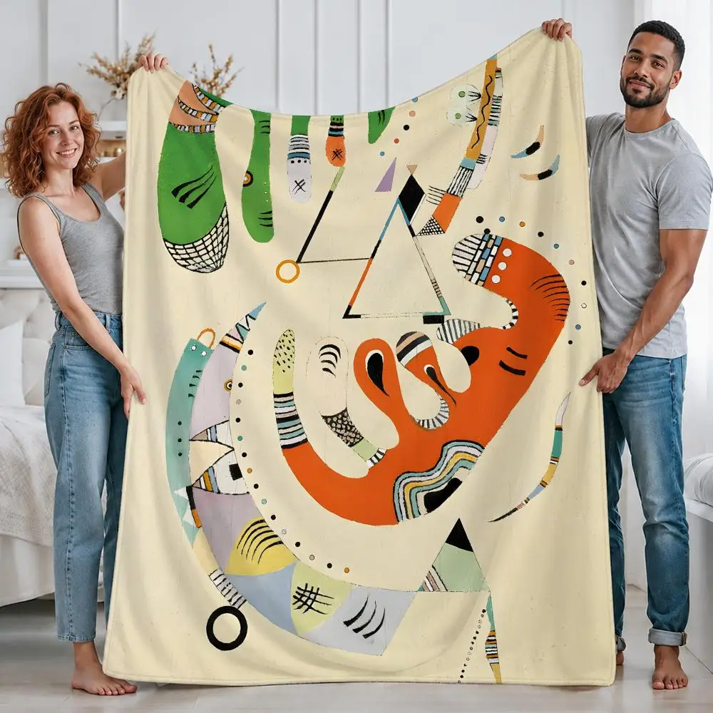 Abstract Artist Wassily Kandinsky Throw Custom Printed Flannel Fleece Blanket for Sofa Bed Office Travel & Camping