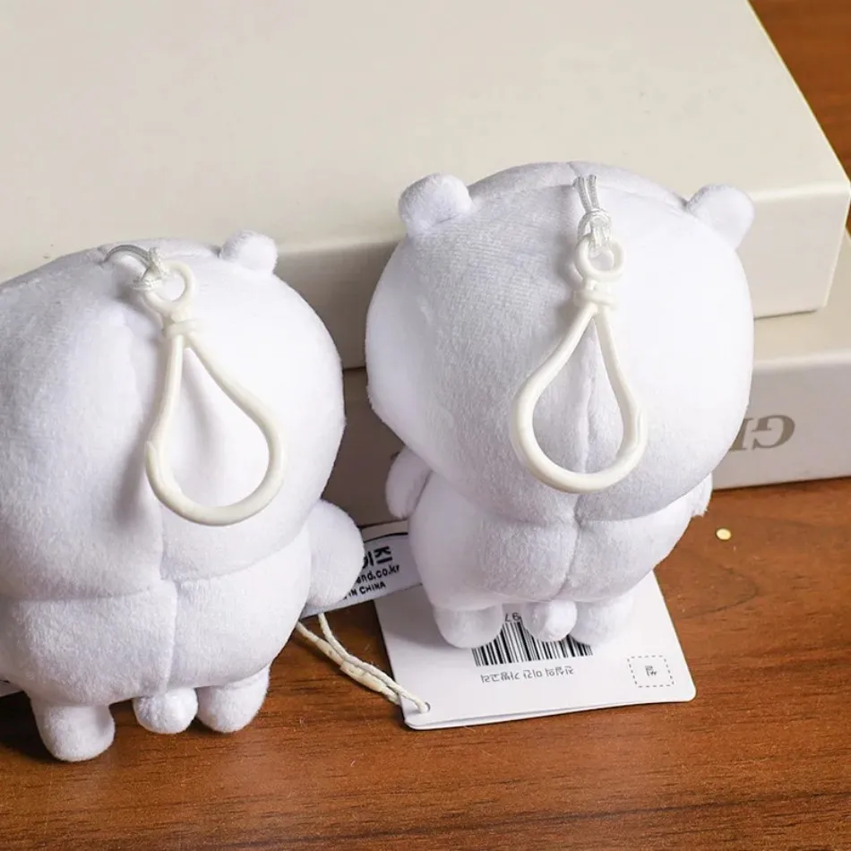 1-2pcs Kawaii White Bear figure Toy Keychain Anime Joke Bear Basic Angry Ramen Tea  Animal Backpack Charm Decoration Gifts