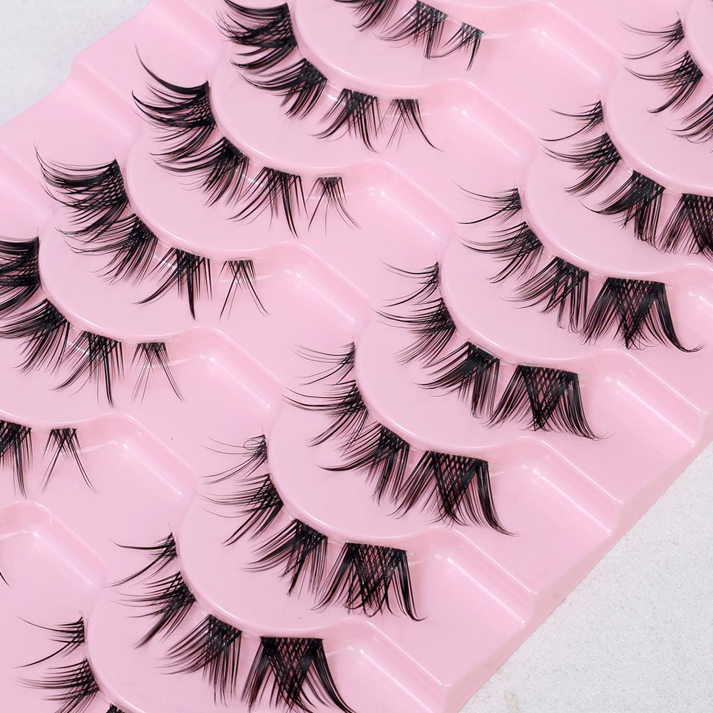 10Pairs Cat Eye False Eyelashes Faux Mink Eyelashes Winged End Eye Elongated Eyelash Fake Lashes Soft Natural Full Strip Lashes