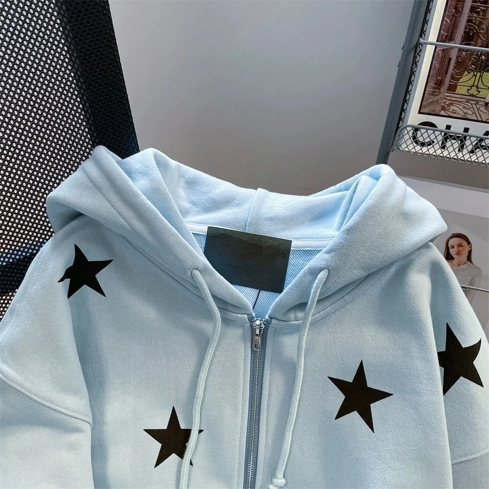 

American hip hop spicy girl star hooded plus size hoodie autumn and winter women's street casual zipper cardigan hoodie
