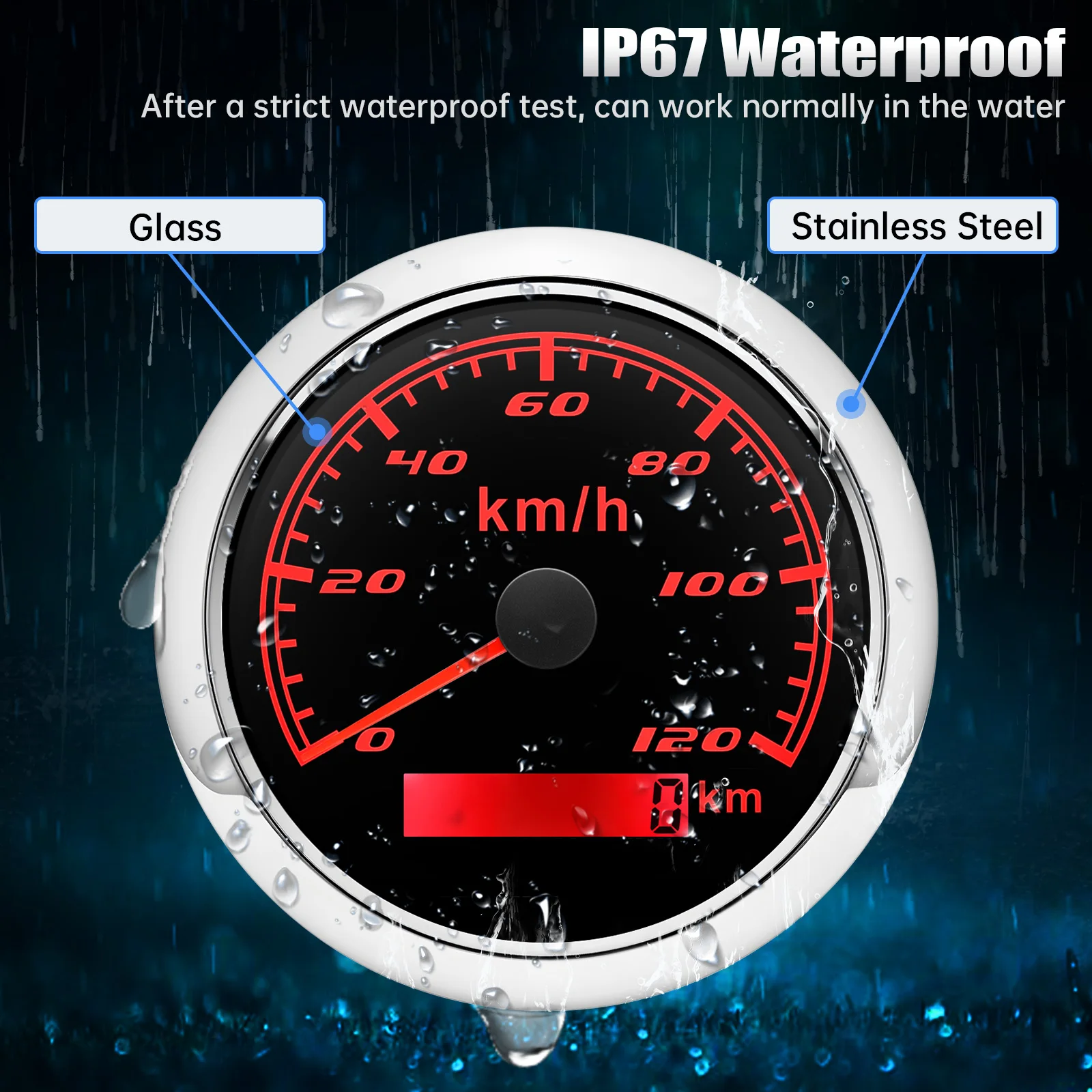 85mm Digital Speedometer CAN 0-120KMH Speed Gauge With RED Backlight Waterproof Speed Instrument For Marine Boat Car Yacht 2