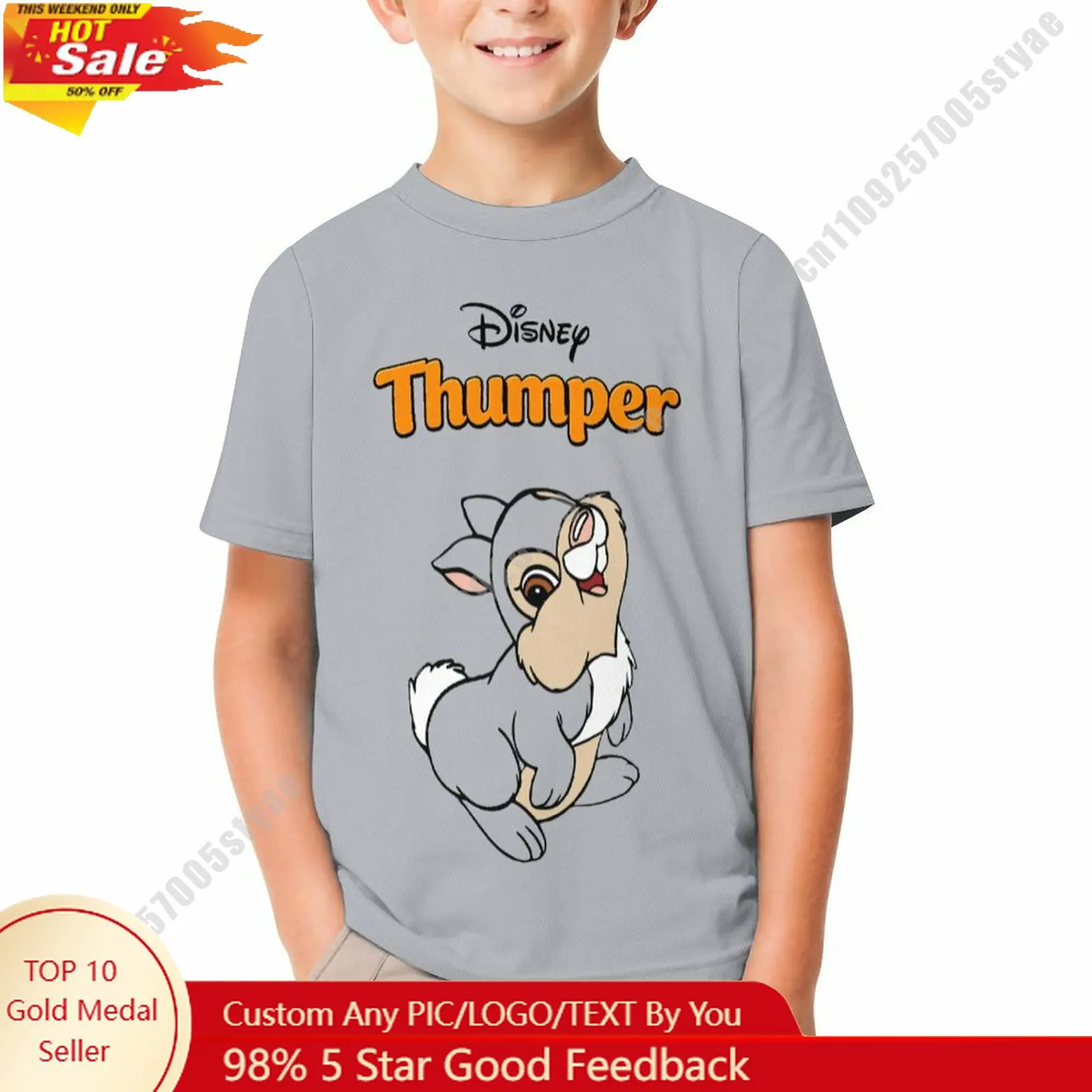 

Thumper T Shirt Disney Boy Girl Custom Short Sleeve Top Breathable Soft Casual Cotton Print Summer Crew Neck Children Tee