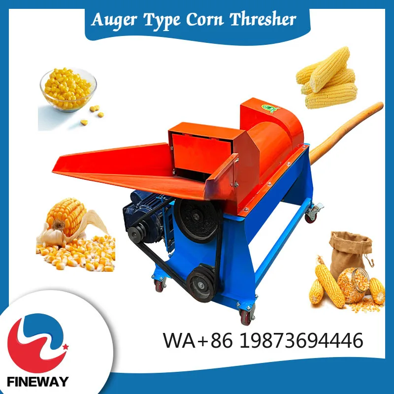 Premium corn sheller with auger spiral conveyor, electric heavy-duty for farm maize processing
