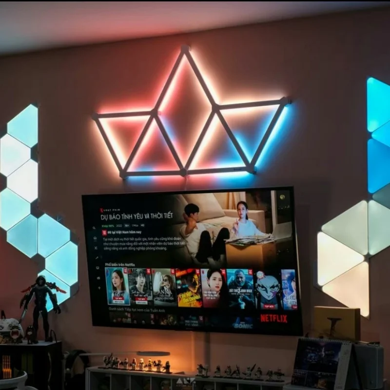 

LED Smart Wifi Wall Light Lamps RGB Colorful Splicing Light Strip for Esports Table Atmosphere Lighting New Year Gift