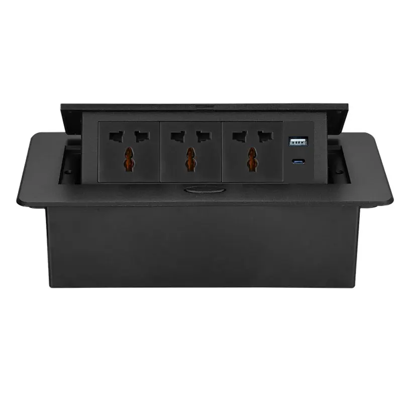 New Universal 16A Eu Standard Power Socket With USB Type-c 10W Charging Socket Embedded Pop-up Hidden Desktop Socket UK Socket