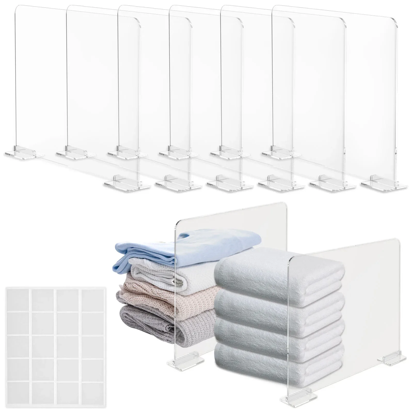 6/8Pcs Self-Adhesive Closet Shelf Organizer Acrylic Bookcase Divider Transparent Wardrobe Handbag Baffle Commodity Storage Rack