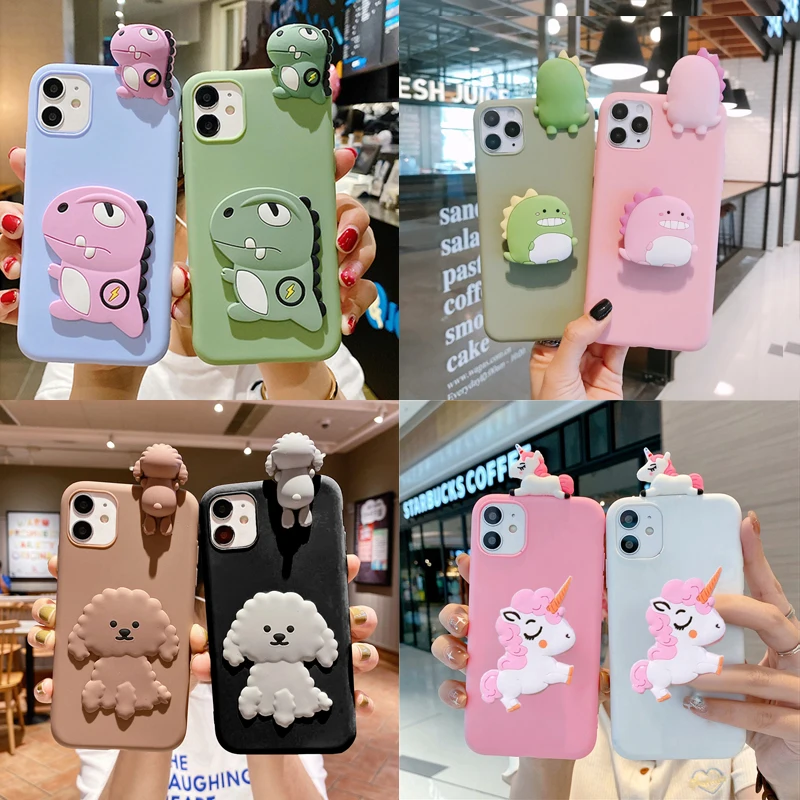 Cartoon Cute PAPA Horse Stand Holder Case For Huawei Honor 10 Lite 9X Pro 9S 9C 8A 8X 8C 7A 7C 7S 7X Animals Dog TPU Cover