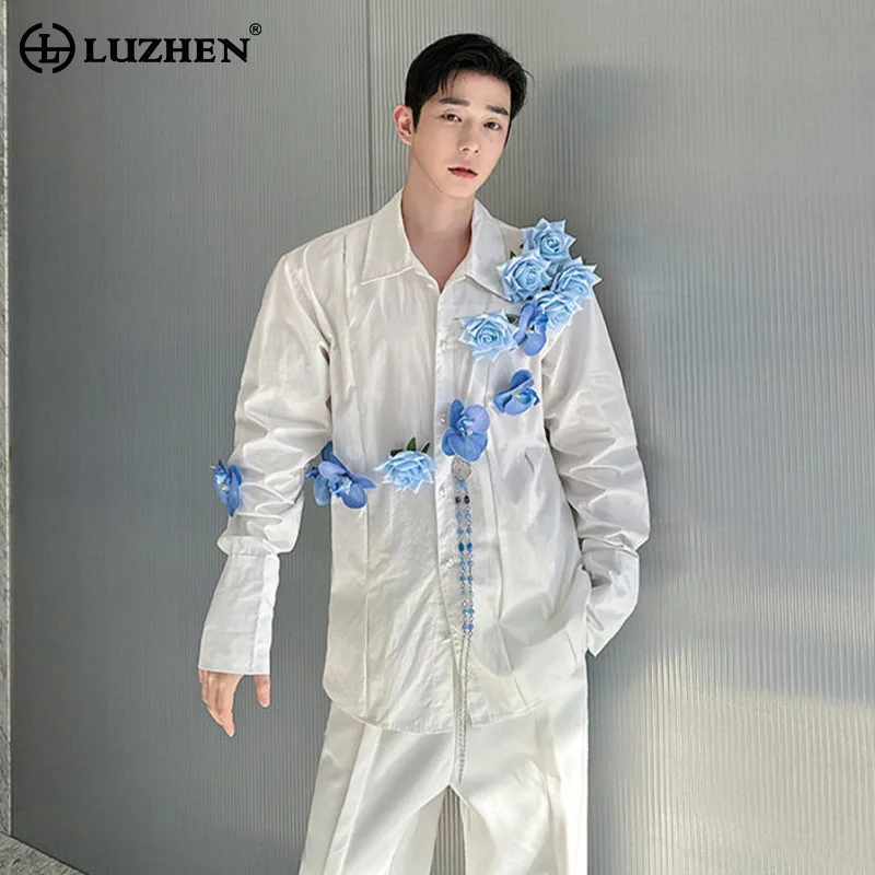 

LUZHEN Original Personalized Three-dimensional Patchwork Design Long Sleeve Shirts Men's Elegant Luxury Casual Male Tops JY6284