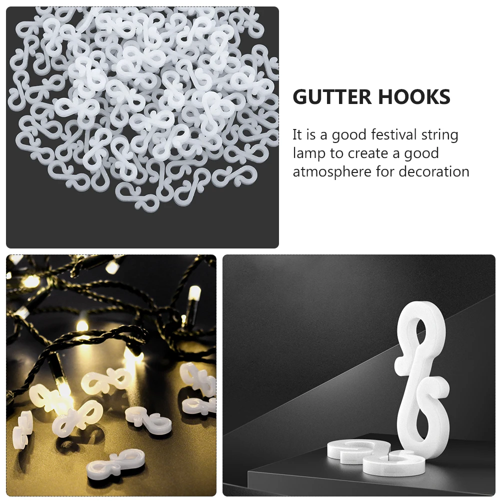 

100pcs S Shape Gutter Hooks Resistant Plastic Securing Hangers For Christmas Lights Outdoor Decorations Waterproof