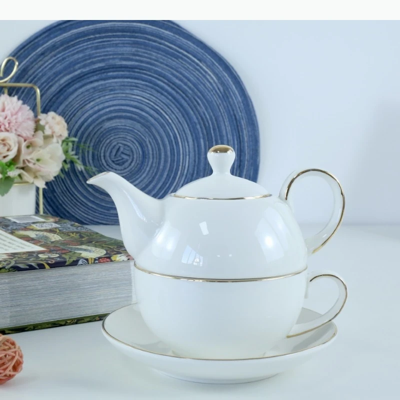 

White Ceramic Afternoon Tea Set Teapot Teacup Coffee Pot Cups Flower Tea Water Cups Teaware Sets
