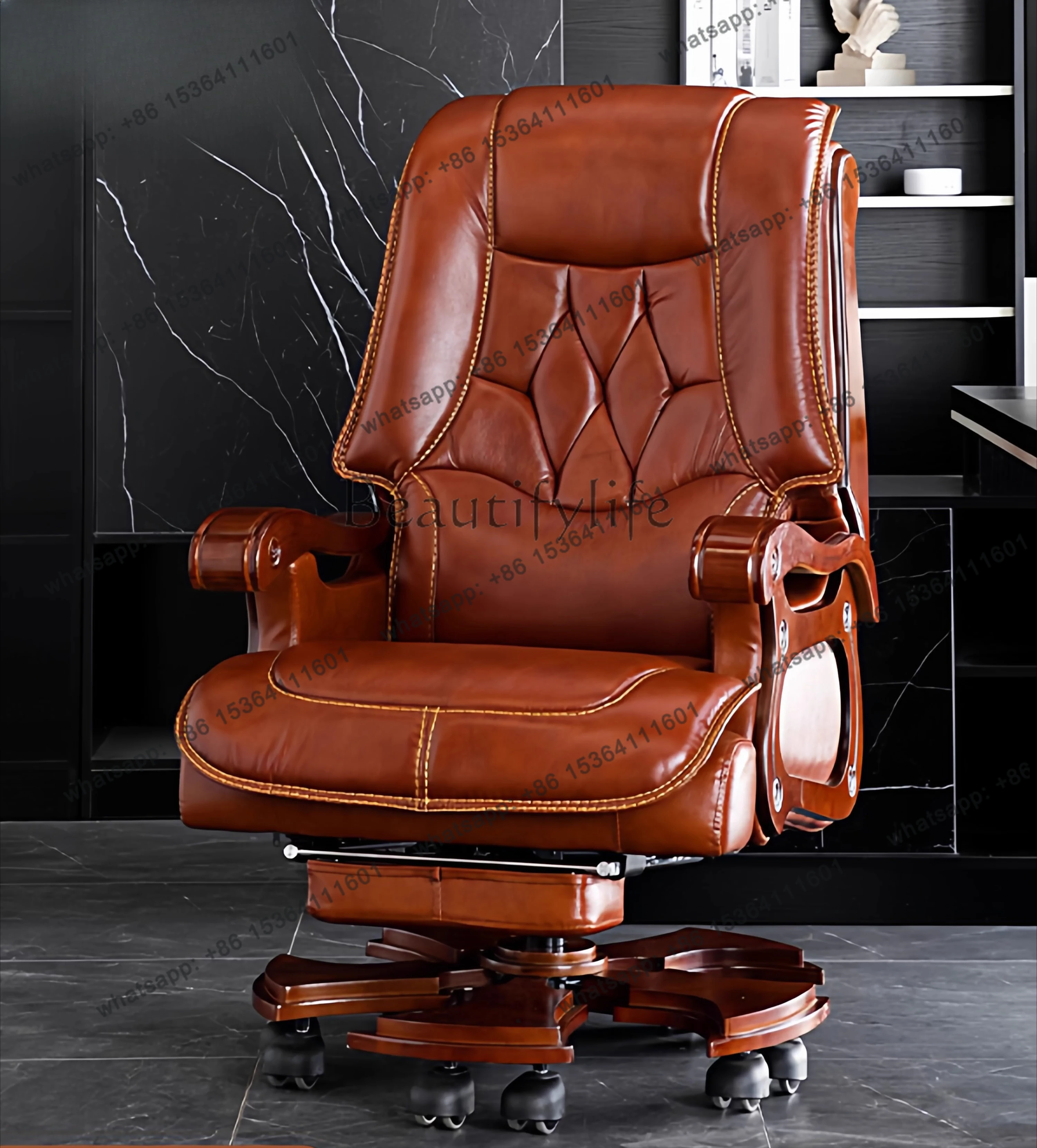 

High-end office recliner leather class back chair