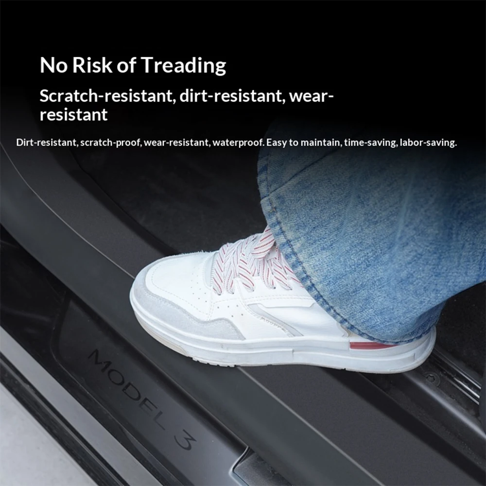 For Tesla Model 3 Highland 2024 Car Front Door Sill Protector Cover Threshold Strip Anti-kick Guard Panel Pad Interior Accessory