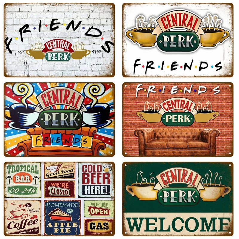 Metal Sign Coffee Tin Sign Posters Wall Decorations Vintage Cafe Retro Club Pub Bar Painting Home Decor Friends Wall Art Plaque