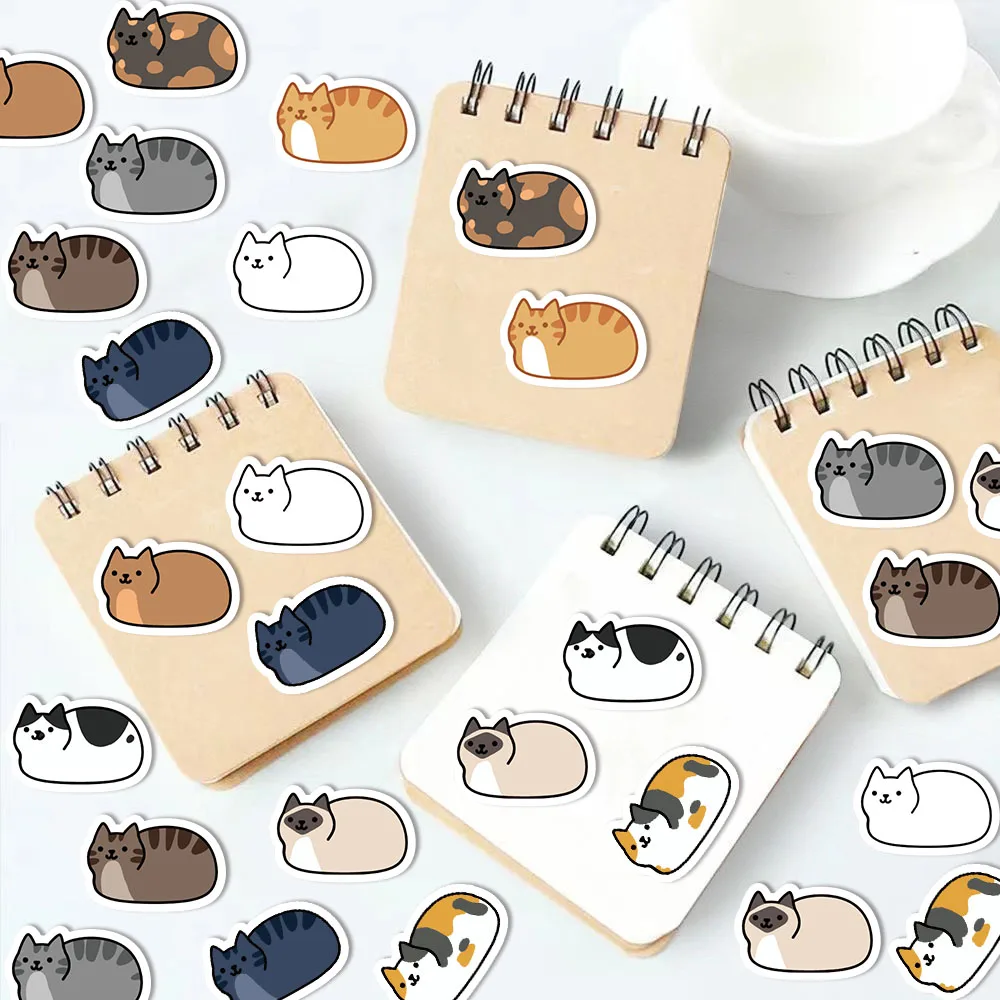 500PCS Cartoon Cat Tuotuo Reward Stickers 10 Cat Models 2.5cm/1.0in Learning Reward Games Party Gift Seals
