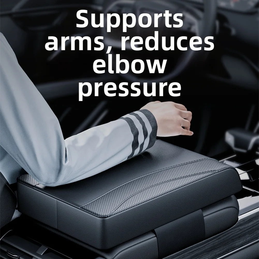 Leather Car Armrest Booster Pad with Memory Foam Cushion Offering Comfortable Elbow Support and Ergonomic Wrist Posture