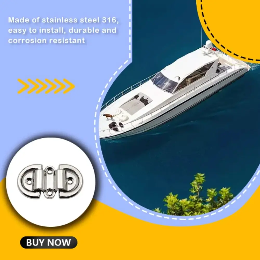 

D-образная пряжка из нержавеющей стали 316, двойное D-образное кольцо, складная конструкция, аксессуары для фурнитуры для яхт, польская отделка, сверхмощная конструкция