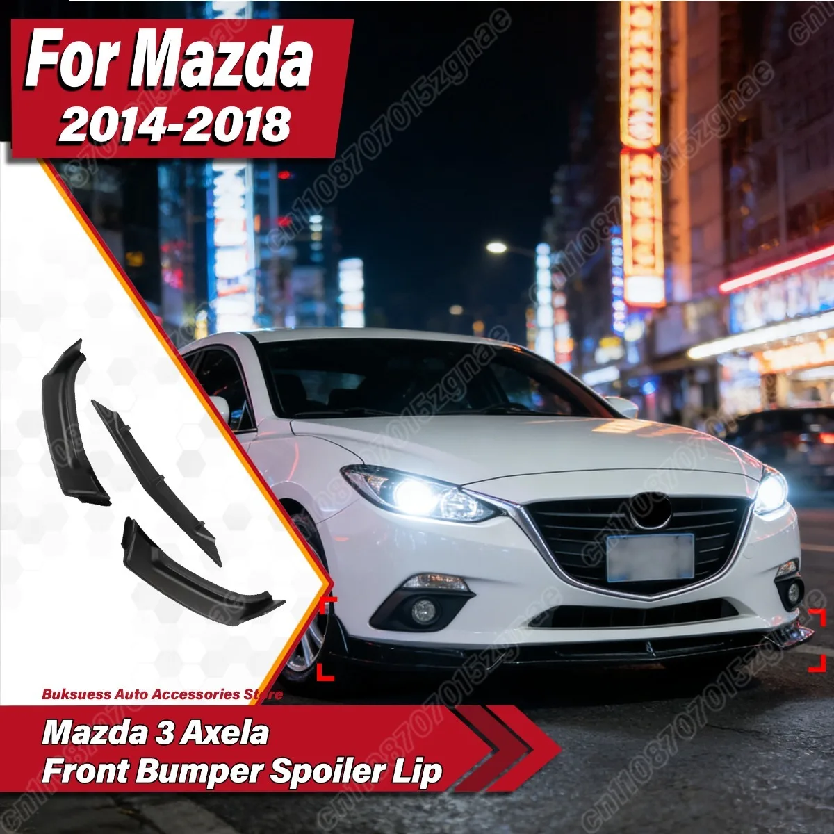 

For Mazda 3 Axela 2014 2015 2016 2017 2018 Car Front Bumper Lip 3PCS Sports Spoiler ABS Splitter Diffuser Body Modification Kit