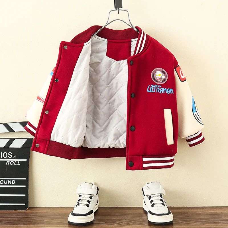 

Thiened Fce Children's Baseball Jaet Baby Winter Clothes Cotton Coat Youth Trendy Stand Fit Long Sve Outerwear