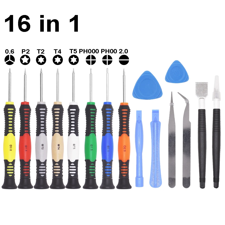 

New 16 in 1 Opening Tools Kit Screwdrivers Set For iPhone 7 8 11 12 X Samsung Huawei Mi Tweezers DIY Repair Tool