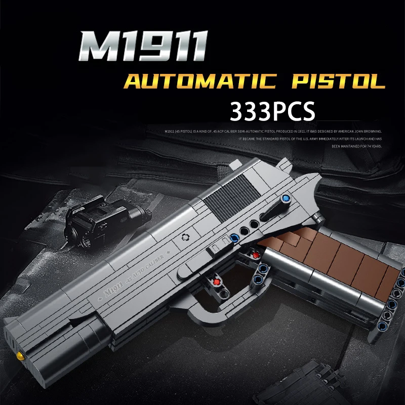 Technical Military Gun Model Bricks Series G18 M92 M1911 Desert Eagle Pistol PPK Building Blocks Kit Toys for Boys Man Kids Gift