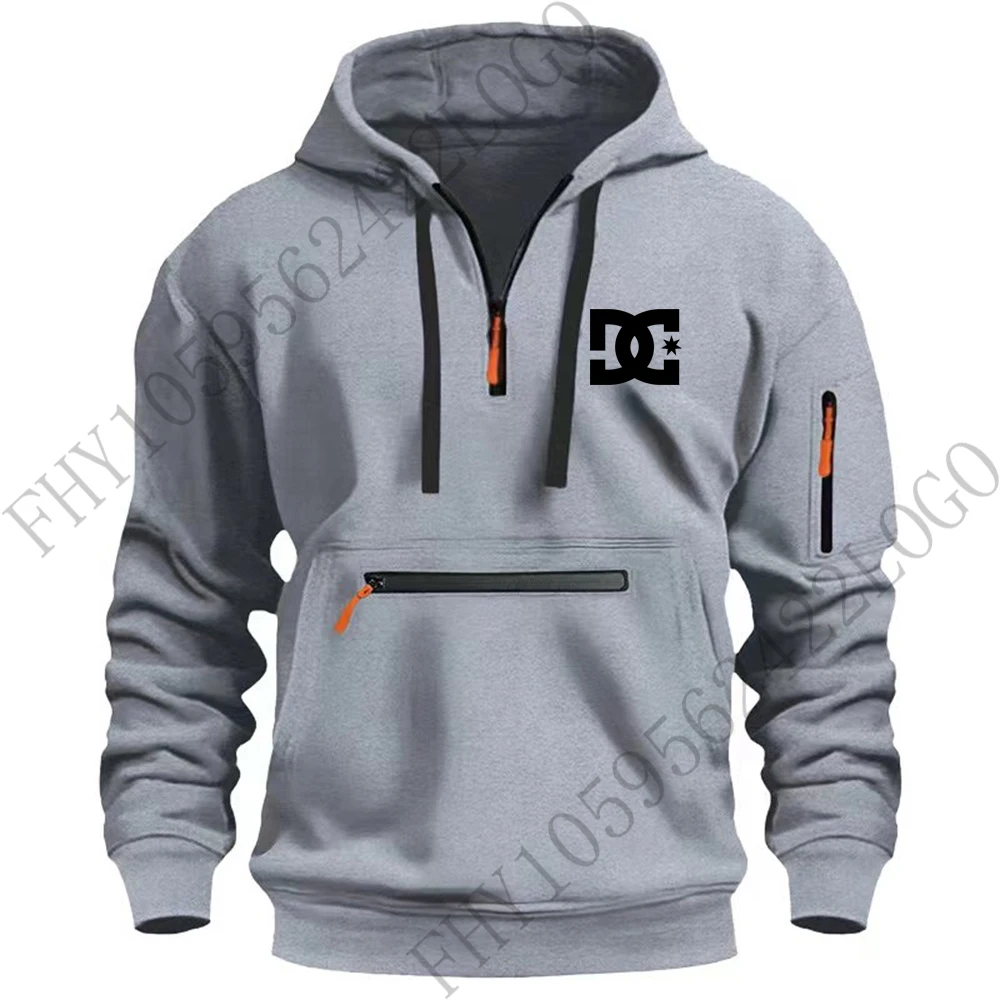 

2024 new men's autumn and winter hooded sportswear, long-sleeved multi-zip pockets, outdoor fishing recreational sports pullover