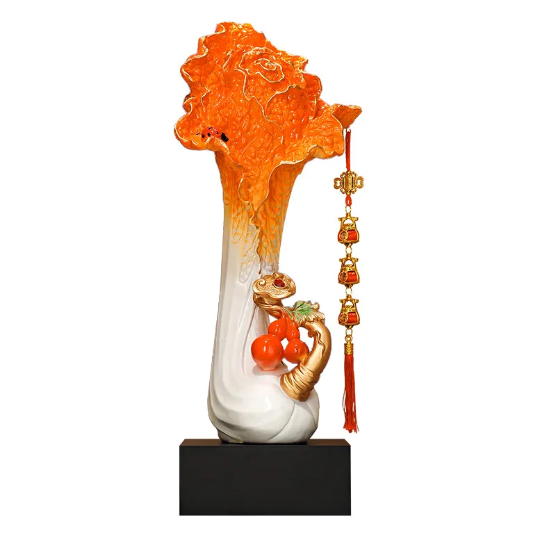 LTT Large Cabbage New Chinese Style Wealth Charm Home Living Room Entrance TV Cabinet Decoration