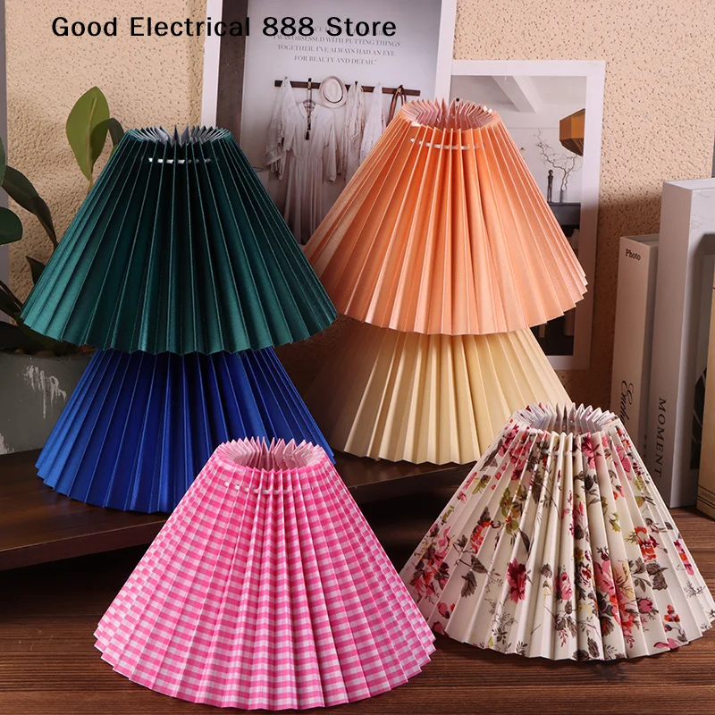 1Pc Ceiling Decor Fabric Pleated Lampshade Modern Washable Table Lamp Cover DIY Retro Chandelier Cloth Cover Living Dining Room