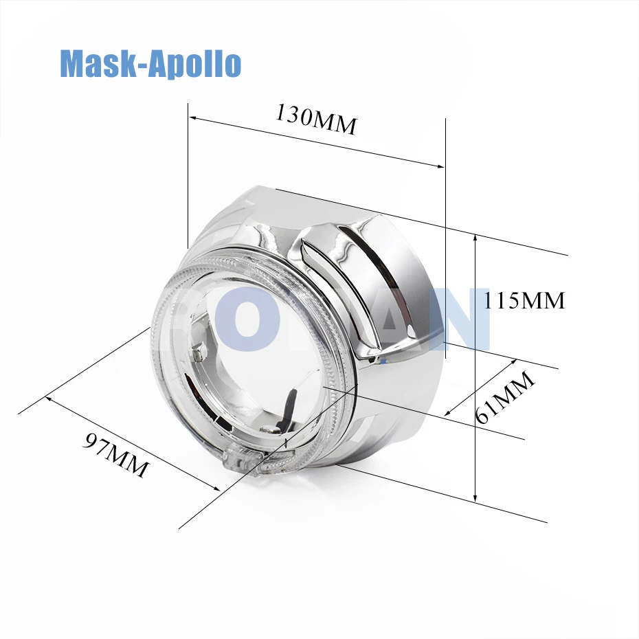 Ronan 3.0inch Headlight Shroud LED Angel Eyes White Yellow RGB for Hella Koito Q5 Bi-LED Projector Lens Mask Cover